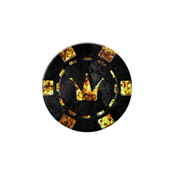 Vintage Grunge Poker Chip Crown Isolated White Background Design Element — ストック写真