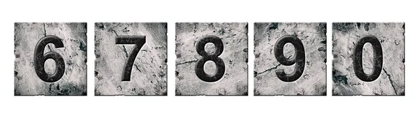 Číslice Abeceda Kamenných Blocích Izolováno Bílém Pozadí Vzdělávání Design Element — Stock fotografie