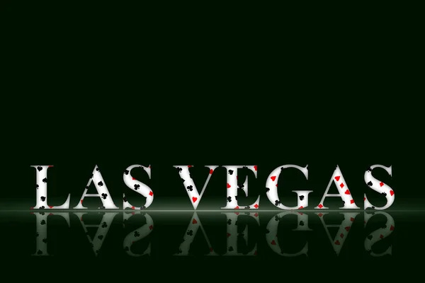 Las Vegas Worte Aus Verschiedenen Kartenfarben Auf Schwarzem Hintergrund Poker — Stockfoto