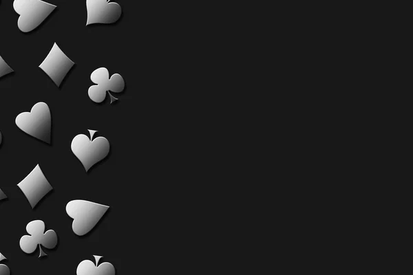Verschiedene Kartenfarben Auf Schwarzem Hintergrund Kopierraum Platz Für Text Glücksspielkonzept — Stockfoto