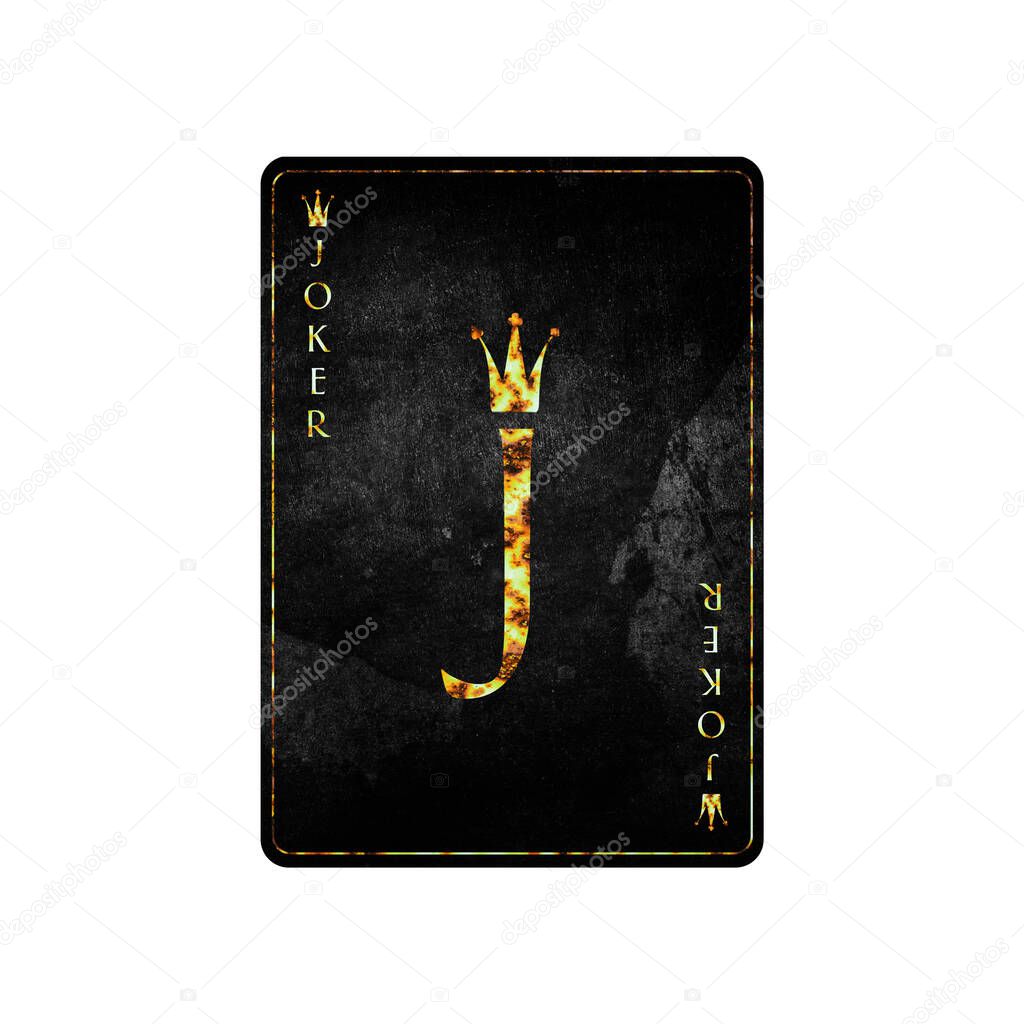 Joker, grunge card isolated on white background. Playing cards. Design element. Gambling.