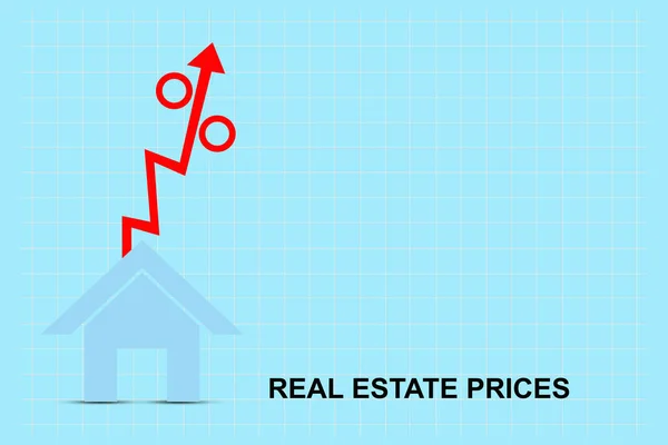 Концепция Повышения Цен Недвижимость Цены Недвижимость График Роста Дом Икона — стоковое фото