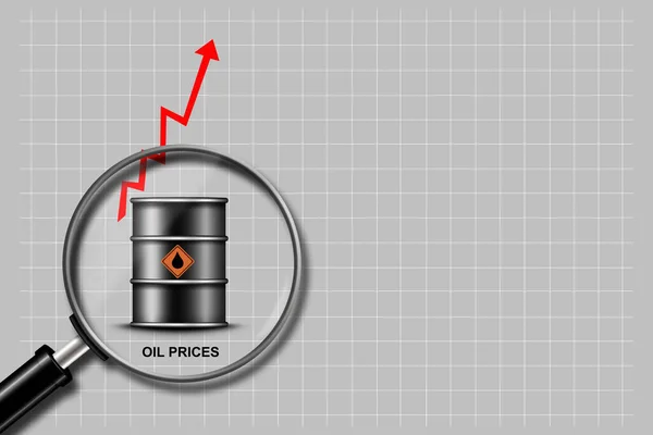 Concept Rising Oil Prices Barrel Oil Graph Arrow Gray Background — 图库照片