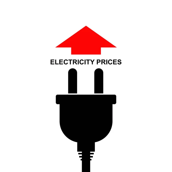 Concept Rising Electricity Prices Electric Plug Red Arrow Isolated White — 스톡 사진