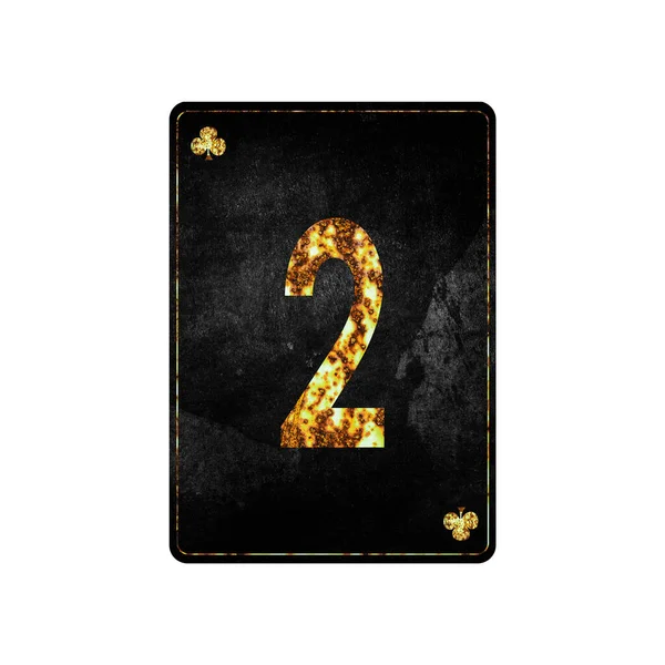 Digit Two Alphabet Vintage Playing Cards Isolated White Background Design — 스톡 사진