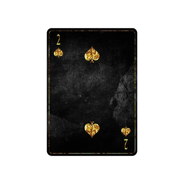 Two Spades Grunge Card Isolated White Background Playing Cards Design — ストック写真