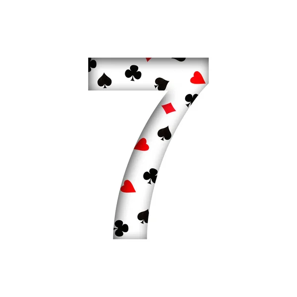 Digit Seven Various Card Suits Shadow Isolated White Background Decorative — 스톡 사진
