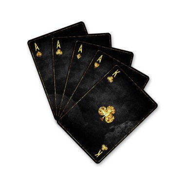 Four of a Kind, Vintage playing cards, isolated on a white background. Poker hands. Design element. Playing cards. Background.