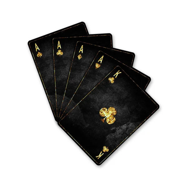 Four Kind Vintage Playing Cards Isolated White Background Poker Hands — Fotografia de Stock