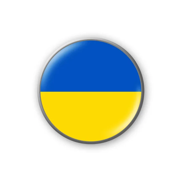 Ukrajinská Vlajka Kulatý Odznak Barvách Ukrajinské Vlajky Izolované Bílém Pozadí — Stock fotografie