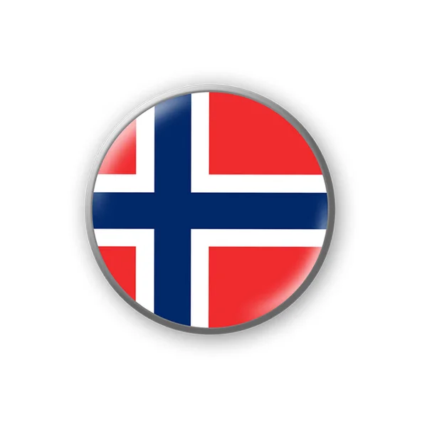 Flaga Norwegii Okrągła Odznaka Kolorach Norweskiej Flagi Odizolowany Białym Tle — Zdjęcie stockowe