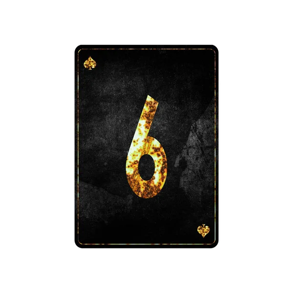Digit Six Alphabet Vintage Playing Cards Isolated White Background Design — 스톡 사진