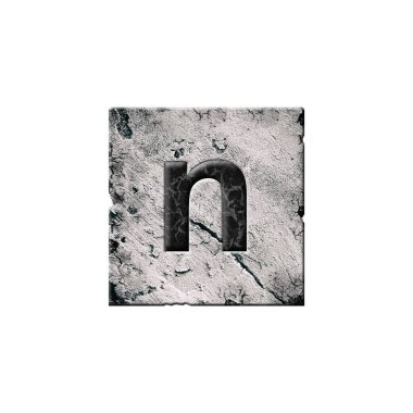 Letter n. Alphabet on stone blocks. Lowercase. Isolated on white background. Education. Design element.