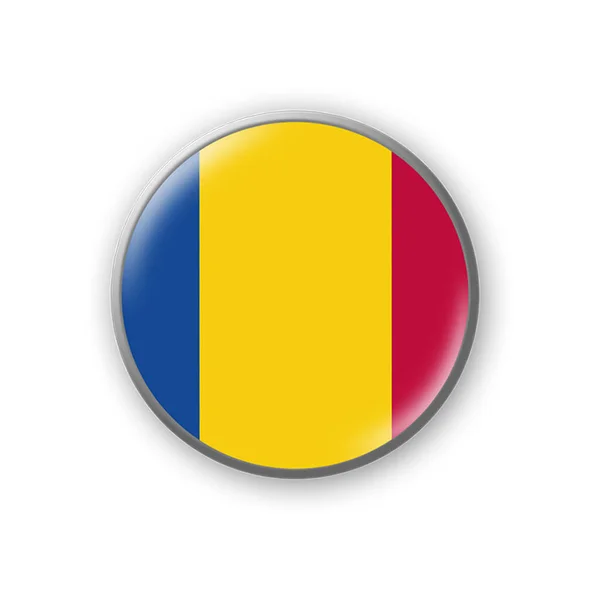 Romania Flag Badge Colors Romania Flag Isolated White Background Design — Zdjęcie stockowe