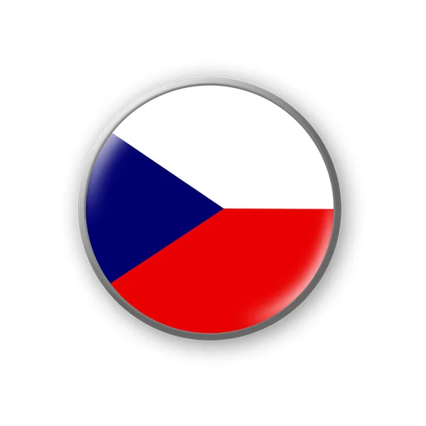 Чеський Прапор Круглий Значок Кольорів Чеського Прапора Розташований Білому Тлі — стокове фото