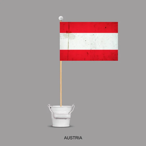 Grunge Flag Austria Stick Small Bucket Isolated Gray Background Signs — Zdjęcie stockowe