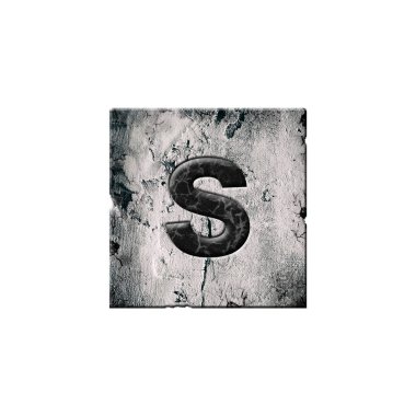 Letter s. Alphabet on stone blocks. Lowercase. Isolated on white background. Education. Design element.