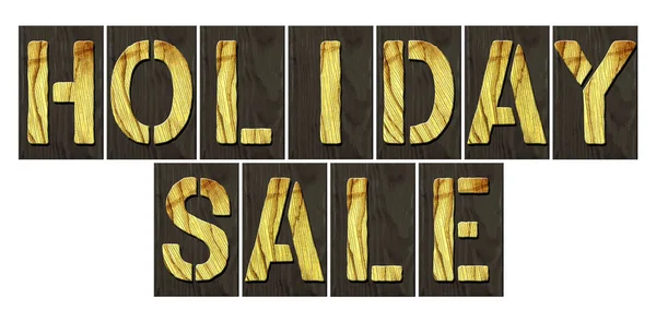 Ferienverkauf Wort Aus Holzbuchstaben Vereinzelt Auf Weißem Hintergrund Saisonale Verkäufe — Stockfoto