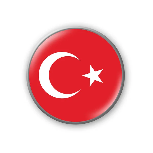 Indyk Okrągła Odznaka Kolorach Flagi Turcji Odizolowany Białym Tle Element — Zdjęcie stockowe