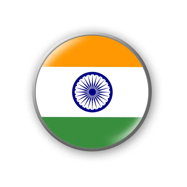 Indiaanse Vlag Ronde Badge Kleuren Van Indiase Vlag Geïsoleerd Witte — Stockfoto