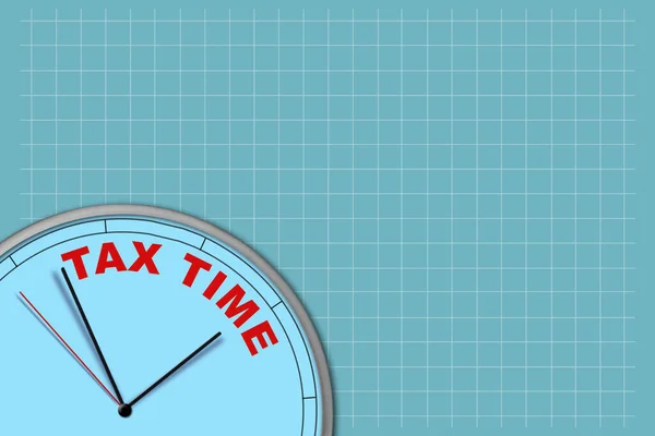 Tax Time Concept Mots Sur Horloge Murale Les Affaires Contexte — Photo