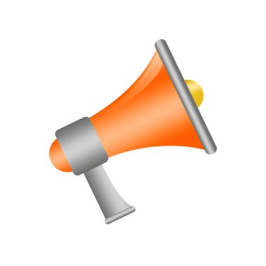 Beyaz arka planda megafon izole edilmiş. Terfi ve reklam. İş tasarım unsuru. Yaşam tarzı. Arkaplan.