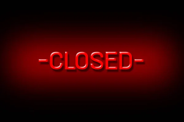 Closed Red Neon Word Isolated Black Background Business Background — Stock Photo, Image