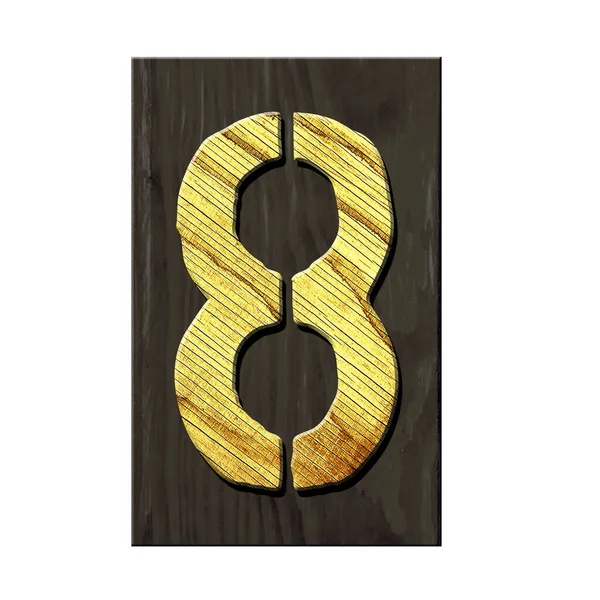 Číslice Abeceda Vyrobená Dřevěných Písmen Tmavém Dřevěném Prkně Izolované Bílém — Stock fotografie