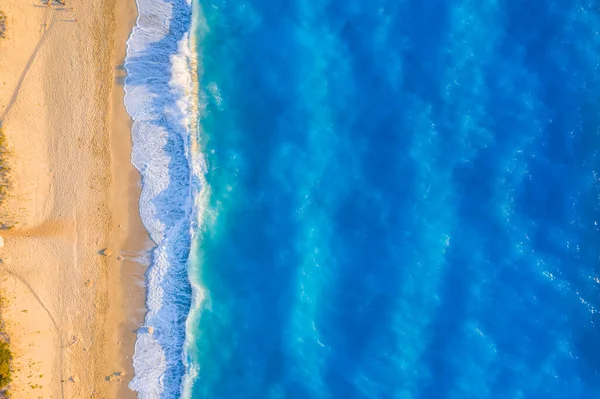 Vista Aérea Cima Para Baixo Das Águas Azul Turquesa Milos — Fotografia de Stock