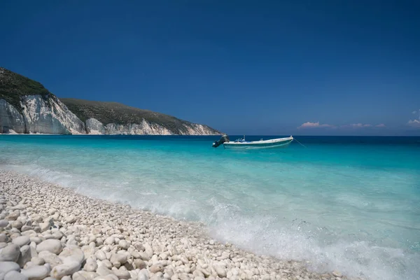 Playa Remota Escondida Fteri Isla Cefalonia Grecia Europa — Foto de Stock