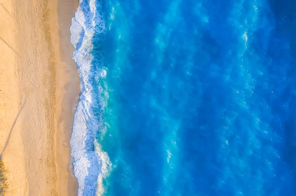 Luftaufnahme Von Oben Auf Das Türkisfarbene Wasser Von Milos Beach — Stockfoto