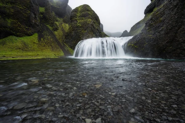 Красивые Водопады Stjornarfoss Летний Сезон Исландия — стоковое фото