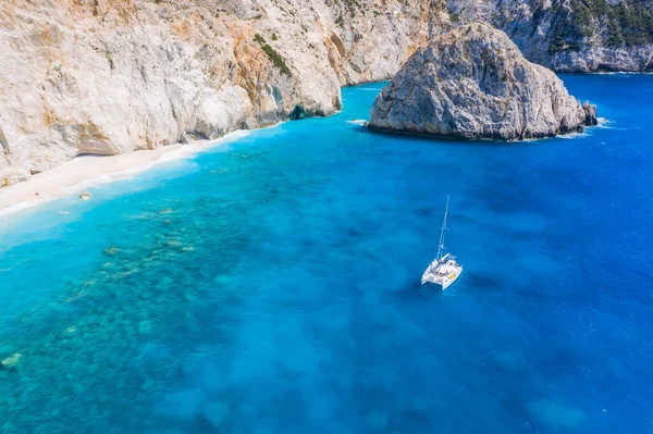 Légi Felvételek Híres Turisztikai Helyét Paradicsomi Strand Lefkada Görögország Luxus — Stock Fotó