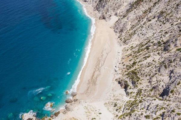 Beroemde Platia Ammos Beach Kefalonia Eiland Griekenland Het Strand Getroffen — Stockfoto