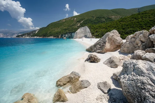Playa Remota Escondida Fteri Isla Cefalonia Grecia Europa — Foto de Stock