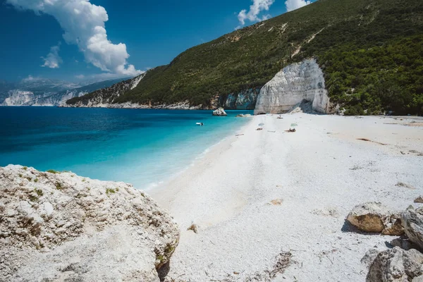 Praia Fteri Remota Escondida Ilha Kefalonia Grécia Europa — Fotografia de Stock