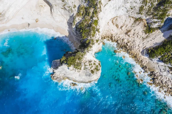 Top Aerial View Kalamitsi Rocky Beach Ionian Sea Lefkada Island — Stock Photo, Image