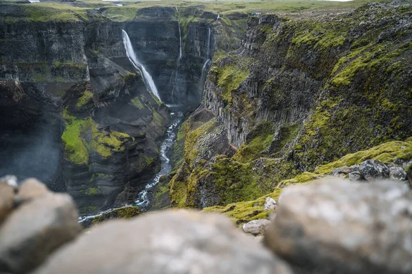 Granni Waterfall Fallen Deep Canyon Popular Tourist Travel Destination Iceland — Stock Photo, Image