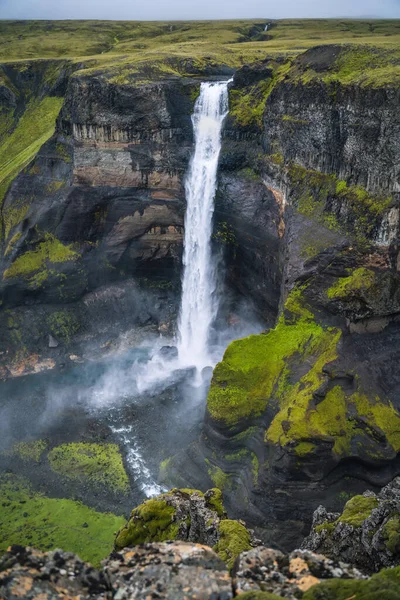 Haifoss Waterfall Iceland One Highest Waterfall Iceland Popular Tourist Destination — ストック写真
