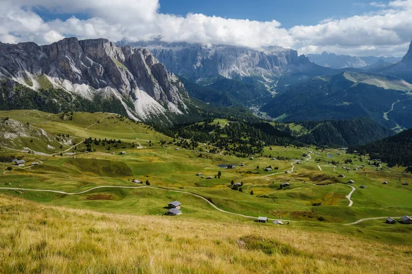 Hiking Path Epic Landscape Seceda Peak Dolomites Alps Odle Mountain — Stock Photo, Image
