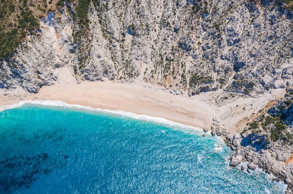 Híres Platia Ammos Beach Kefalonia Island Görögország Strand Volt Érintett — Stock Fotó