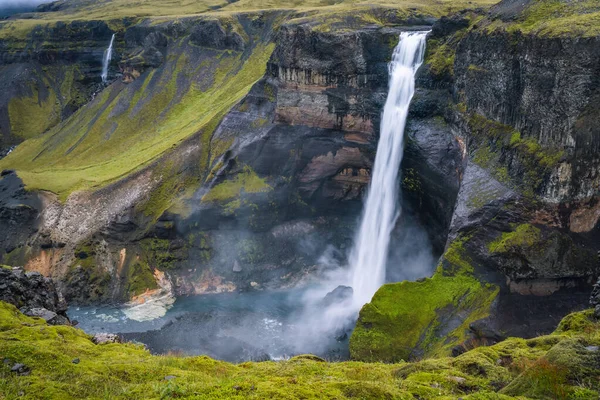 Haifoss Waterfall Iceland One Highest Waterfall Iceland Popular Tourist Destination — ストック写真