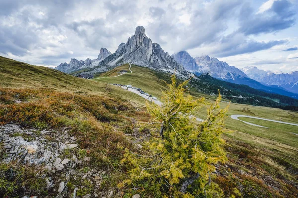 Giau Pass high alpine pass, popular travel destination in Dolomites, Italy.