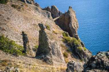Görkemli Karadağ volkanik dağ silsilesi Doğu Crimea'da, Karadeniz kıyısında bir gizemli parçası.
