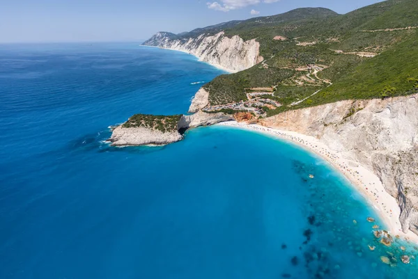 Légi Panoráma Felvételek Híres Turisztikai Helyét Paradicsom Strand Lefkada Görögország — Stock Fotó