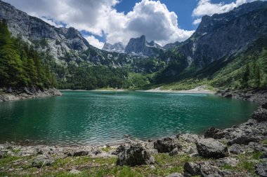 Yukarı Gosau Gölü ve Dachstein Dağları, Avusturya, Avrupa.