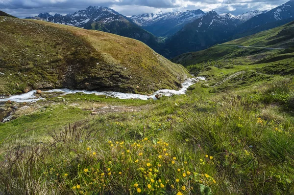 Geçitteki dağ nehri - Grossglockner, Avusturya.