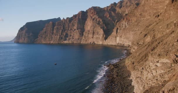Vista Mar Praia Los Gigantes Pôr Sol Tenerife Ilhas Canárias — Vídeo de Stock