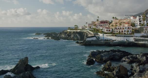 Teneriffa Kanarieöarna Puerto Santiago Playa Arena Utsikt Över Den Svarta — Stockvideo