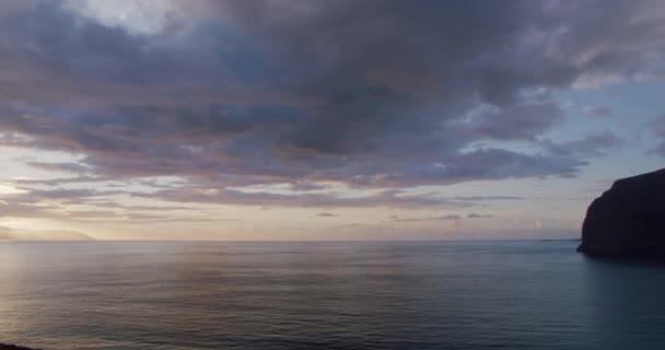 Los Gigantes Bei Sonnenuntergang Teneriffa Kanarische Inseln Spanien Vulkanstrand Auf — Stockvideo